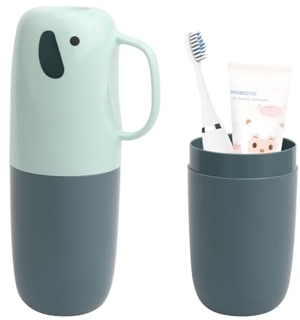 Vspek Porte-Brosse à Dents de Voyage pour Enfants, Gobelet à Brosse à Dents en Forme de Éléphant, antibactérien, étui à Brosse à Dents pour Voyage, Famille, Camping, école (Bleu)