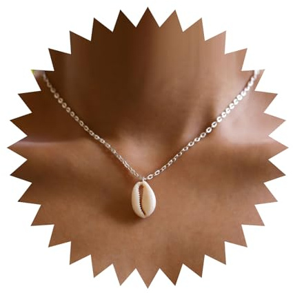 Inilbran Bohème Muschel Choker Halskette Vintage Kaurimuschel Anhänger Halskette Choker Silber Kaurimuschel Halskette Choker Sommer Strand Muschel Halskette Kettenschmuck Für Frauen Und Mädchen