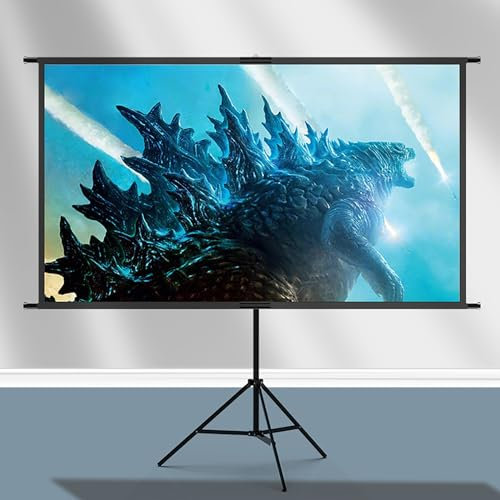 GCZQYAM Pantalla de proyector con Soporte, Pantalla de proyector 16:9 para Exteriores y Soporte para trípode, Pantalla de película de proyector 1080P 3D 4K HD (84/100/120 Pulgadas)