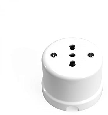 Presa a muro Bipasso in Porcellana/Ceramica ø65mm. Colori: Bianco e Nero (Bianco)