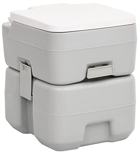 Tragbare Camping-Toilette, Grau und Weiß, 20 + 10 l HDPE, tragbare Toilette, Töpfchenklo für Poolparty, Camping, Wohnwagen, Picknick und Festivals