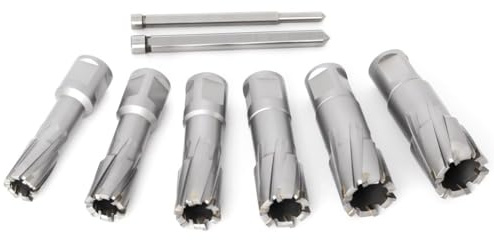 6-teiliger TCT-Ringschneider-Mag-Bohrer, 16–26 mm Durchmesser, Weldon-Schaft, Hartmetall-Legierung, Kernbohrer, Metalllochsäge mit Führungsstift for verschiedene Stähle