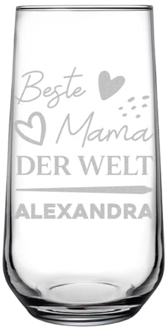 polar-effekt Longdrink Verre 470 ml avec gravure « Beste Mama » – Verre personnalisé avec nom – Cadeau pour la fête des mères et la Saint-Valentin – Pour eau, boissons et jus