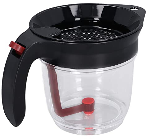 Fat Separator with Bottom Release, 1000ml Gravy and Oil Separator with Built-in Strainer, Heat Resistant BPA-Free Grease Separator for Cooking Soups, Stews and Gravy