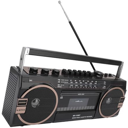 Tonysa Kassettenspieler, Vintage-Retro-Kassettenrekorder, USB-Anschluss, Kopfhöreranschluss, AM FM SW-Radio, Speicherkartensteckplatz, Multifunktionaler Kabelloser Kassettenspieler für