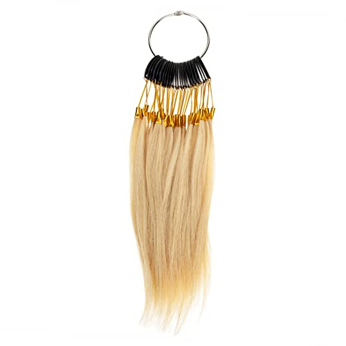 MERRYHAPY Nuancier De Couleurs De Cheveux Humains 30 Mèches Véritables 9 Teintes Anneaux En Acier Inoxydable Pour Salon De Coiffure Professionnel