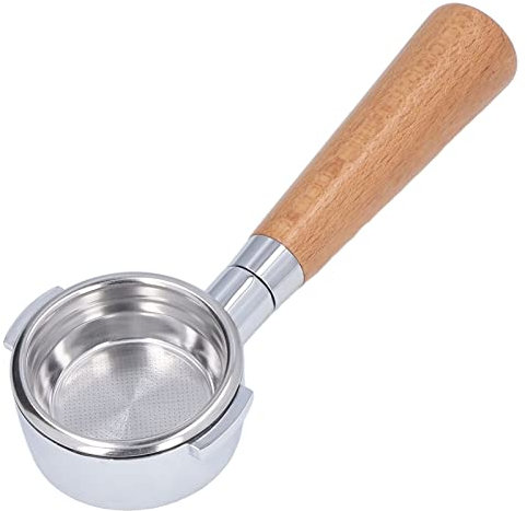 Bottomless Portafilter, Ultrafine Filtration Portafilter Coffee Accessories with Stainless Steel Handle for De Longhi and for Expo Bar Coffee Machines (58 Beech B)