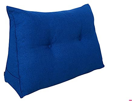 Pillows24 - Rückenkissen für Bett & Sofa mit abnehmbarem, waschbarem Bezug [ 160cm - Blau ] | Bequemes Keilkissen und Lesekissen fürs Bett | Großes Sofakissen für Rückenlehne und Sofa