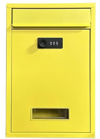 SCBTGKLN Briefkasten, Briefkasten Anthrazit, Briefkasten Personalisiert, Wandbriefkasten, Briefkasten Zahlenschloss, Abschließbarer Briefkasten zur Wandmontage, Sicherheit(Yellow)