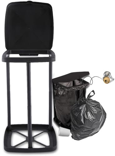 SilverChry Supporto per sacco della spazzatura, da 90 litri, colore giallo, per sacco della spazzatura, pieghevole, con coperchio, per interni ed esterni