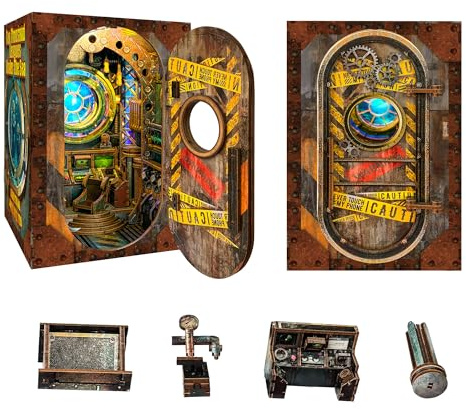 STRUCWOOD Book Nook Kit, DIY Book Nook Kits mit Staubschutz für Erwachsene, Miniaturhaus, 3D-Holzpuzzle, Buchstütze, Bücherregal-Einsatz, Dekoration, Jugend-Bastelsets für -10.000 Meilen unter Wasser