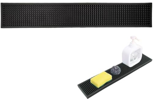 MORAINJAY Rubber Bar Mat,Silicone Bar Mat for Sink,Sink Splash Guard,Non-Slip Countertop Drainage Pad for Kitchen Faucet ,Bathroom Counter,Coffee Table(60*10cm)