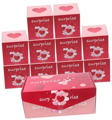 VERDANVERSE Valentinstag Geschenkbox Aus Papier 10 Stück Kleine Faltbare Pralinenschachteln Mit Herzmuster Leicht Und Tragbar Stabile Süßigkeitenverpackung Für Party Geburtstag Familie