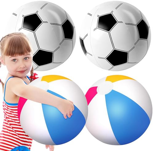 Kezidhp Palloni da Spiaggia Gonfiabili 4 Pezzi, 40cm Pallone Arcobaleno per Bambini, Piscina e Gioco Estivo, Palla Gonfiabile Gigante per Feste, Regalo Estate, Attività all'Aperto