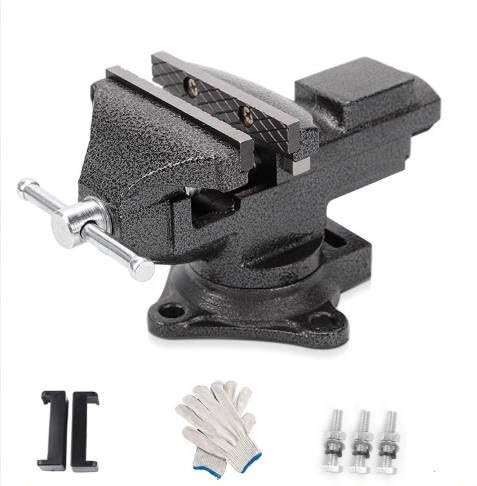 360° Girevole Morsa da Banco, Morsetto Falegname a Regolazione Rapida, Piccola Morsa da Tavolo Portatile con Pattini Antiscivolo/Guanti/Viti, per Lavorazioni su Legno, Elettronica e Metallurgia