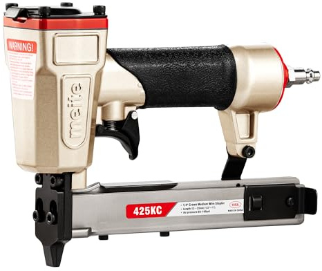 meite 425KC Air 18 Gauge Narrow Crown Agrafeuse utilise des agrafes de type couronne de 5,7 mm 90/13 à 25 mm (13 mm à 25 mm), agrafeuse pneumatique industrielle pour menuiserie, armoires, travaux de