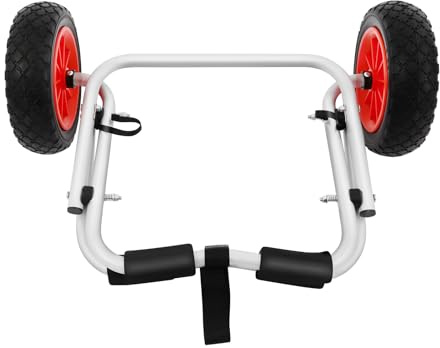 WAPHOERTE Carro plegable de aluminio para kayak, canoa, con 1 correa, para canoas, tablas de surf y barcos plegables, carga máxima de 80 kg
