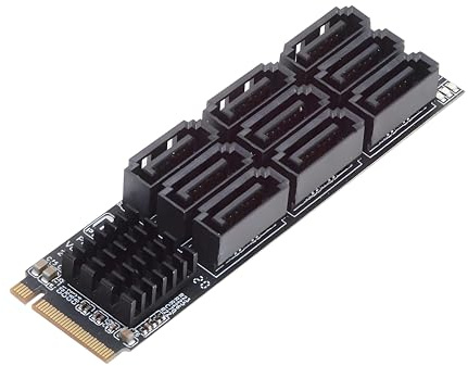 NFHK NGFF NVME M-Key PCI Express M.2 auf 9 Ports SATA 3.0 6Gbps Adapter Konverter Festplattenerweiterungskarte 2280 für NAS-Computer