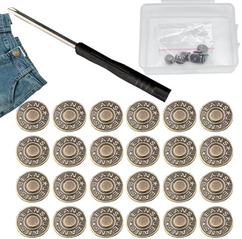Jeans Knopf Buttons,Hosen Ersatz Knöpfe,Hosenknöpfe für Ohne Kein Nähen,einschlagen,Adjustable Reparaturset,Hosenknopf Nieten,Reparatur Zum Schrauben Dekorativknopf,Stecken für Diy Hose für Kleidung