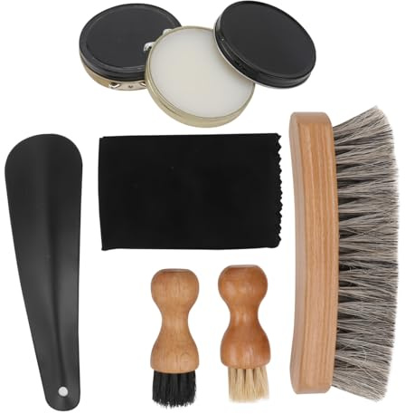 Hoement Shoe Care Kit with Shoe Polish and Cleaning Brush Set Black and Neutral Cream for Travel and Hotel Use