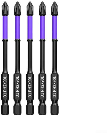 Lot de 5 embouts de tournevis cruciformes PH2 magnétiques avec alliage d'acier trempé antidérapant pour une vissage efficace avec outils électriques et manuels (5 pièces, 90 mm)