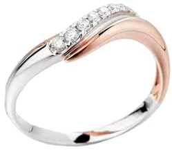 Ayoiow Vorsteckring Rosegold mit 0,15 ct Diamant, Vorsteckring Damen für Freundin Größe 61 (19.4)| 18K Weißgold und Roségold | Trendiger Modeschmuck für Valentinstag
