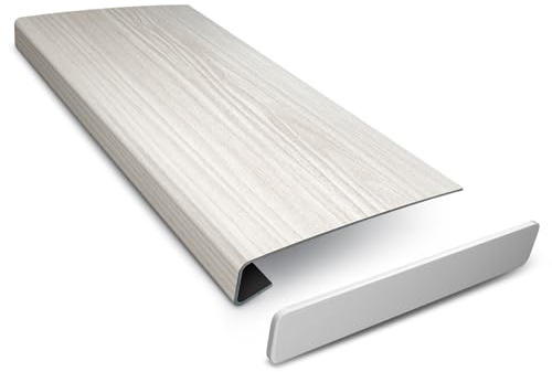 DQ-PP Fensterbank Verkleidung – Eiche skandinavisch - 38 x 150cm – Dicke 3mm – PVC Fensterbrett individuell anpassen – mit Seitenabschluss – zuschneidebare Abdeckung und moderne Renovierung