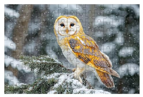 Puzzle 1500 Teile Eule, Schnee Puzzle 1500 Teile Erwachsene, Puzzel für Die Ganze Familie, Klassische Puzzles Geschicklichkeitsspiel, Holzpuzzle für Geschenke für Frauen, Männer, Deko Wohnzimmer -1935