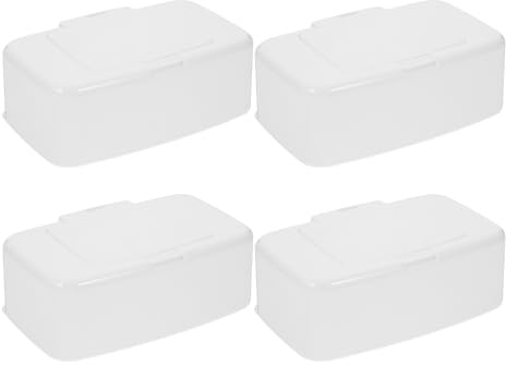 SOIMISS Dispensador de Toallitas Húmedas Color Claro con Tapa Hermética y Botón Pulsador, Caja Recargable 4 Unidades, Estuche Compacto para Toallitas de Baño, Cocina y Escritorio