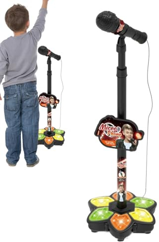 Microfono Per Bambini Con Asta -21x100cm Giocattolo Microfono, Macchina Per Karaoke Altezza Regolabile | Microfno Musicale Con LED Per Maschi E Femmine - Per Compleanno, Regalo Di Natal
