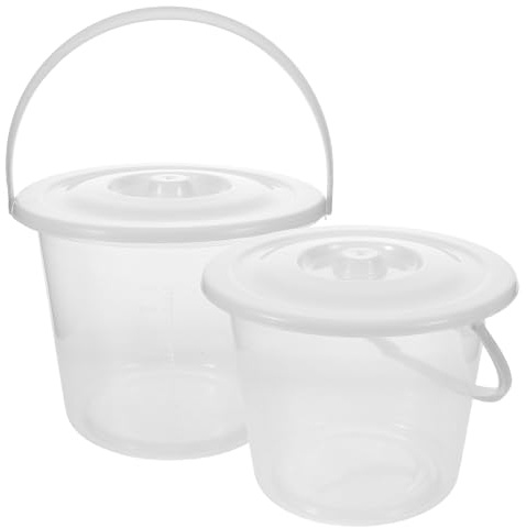 Cabilock Pot de Chambre en Plastique Épais 2pcs avec Poignée et Couvercle, Grosse Capacité, Graduation Claire, Urinoir Portable Unisexe pour Soins Médicaux et Voyage