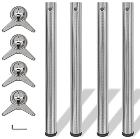 vidaXL 4X höhenverstellbares Tischbein Nickel gebürstet 710 mm
