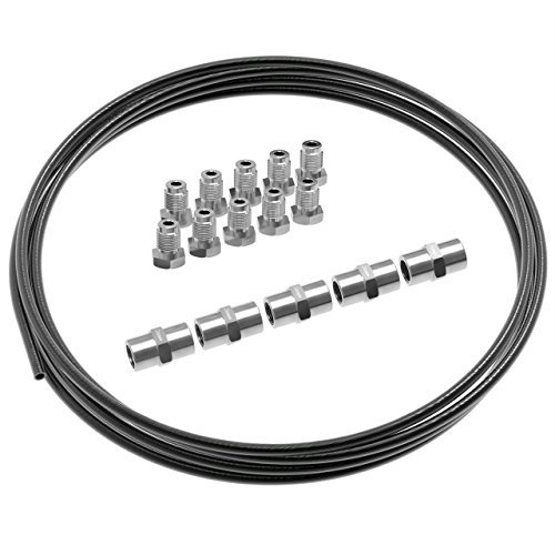 5m Tubo di Freno Ø 4,75 mm Kit + 10 raccordi maschi + 5 connettori M10 x 1 DIN 74 234 Set di Tubi di Acciaio e Accessori dei Freni per Svasatura DIN F