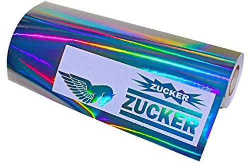 (16,36 €/m²) Plotterfolie 1m Metall Flakes Mosaik Silver Oilslick Glitter Auto Effekt Folie Hologramm Plottfolie (Glanz Silber Hologramm, 61cm)