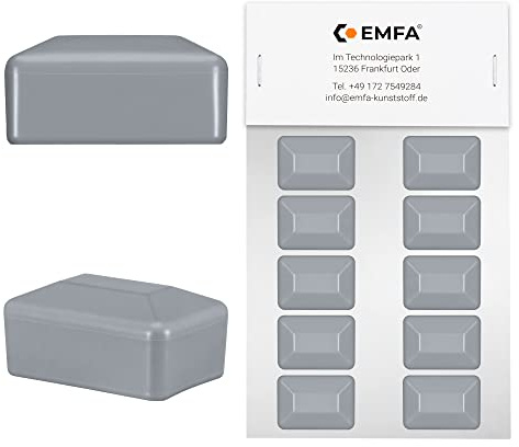 EMFA Zaunpfahlkappe rechteckig 60x80 mm Grau 10 Stück Pfostenkappen Kunststoff Pfostenkappen Abdeckkappen Zaunkappen