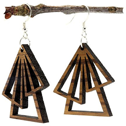 NaturSchatulle Holzschmuck Holzohrringe Triangle I natürliche Ohrhänger 925 Sterling Silber Ohrringe Holz Damen Ohrschmuck