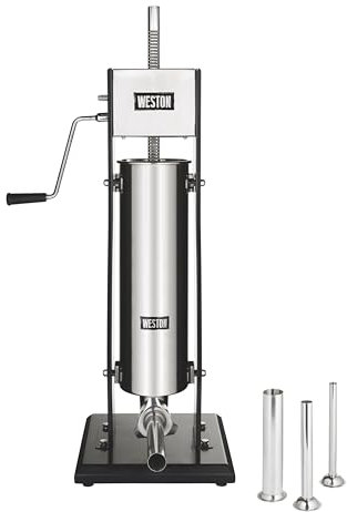 Weston 15 Lb. Commercial-Grade Vertical Sausage Stuffer, 15 Pounds, Silver