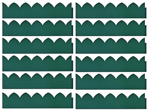 Garden Mile Green Scallop Lawn Edging Set of 12 - Versatile Border Solution for Lawns and Driveways - Durable, Neat, Affordable - Ideal for Edging Lawn Beds, Paths, Borders - Easy Installation