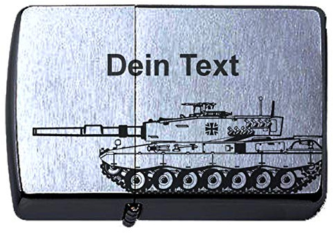 Zippo Benzinfeuerzeug Bundeswehr Leopard 2 Panzer Lasergravur Personalisieren Dein Text personalisiert Tank Deutsches Heer Sturmfeuerzeug Geschenk graviert
