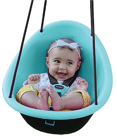 Swurfer Kiwi Toddler Swing – Comfy Baby Swing Outdoor, 3-Point Adjustable Safety Harness, Safe Quick Click Locking System, Foam-Lined Shell, Blister-Free Rope, Age 9 Months and Up, Blue,Blue2
