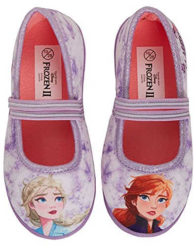Disney Pantoufles La Reine des Neiges 2 Elsa Anna pour Filles - Ballerines - Chaussures de Maison à Enfiler - Lilas, bleu, 13 UK Child
