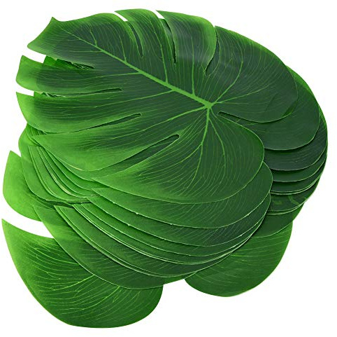 Foglie di Palma Artificiali, Tovaglietta a Forma di Foglia, Monstera Leaf Table Flag, 12 Pcs Posate Mat Jungle Beach Decorazioni da tavola per Feste a Tema