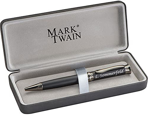 Mark Twain Kugelschreiber mit Gravur aus Metall inklusive Geschenkbox Geschenk zum Geburtstag Jubiläum verschiede Anlässe PS101