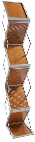SPRINTIS Prospektständer faltbar BOSTON 6 x A4 Holz mit Koffer,eleganter Prospektaufsteller für Messe und Events, leichttransportierbar