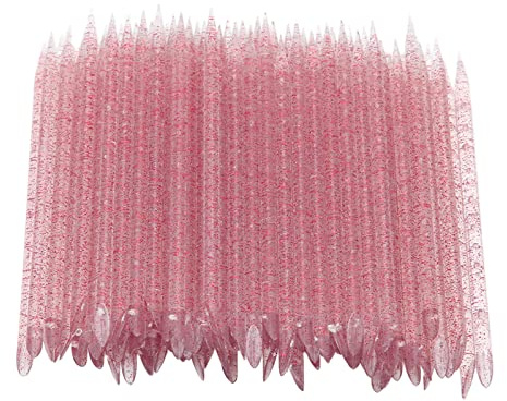 Bâtonnets à Ongles, 100pcs Poussoir à Cuticules à Ongles Double Extrémité Cuticules Manucure Pédicure Bâtons(Rose rouge)