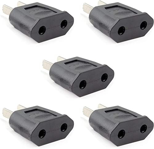 Jonzzy Adaptador Enchufe 5X Español a Americano, Español 2-Pin Europa a 2-Pin USA, Adaptador De Viaje para EE.UU, China, Japón, Canadá, México
