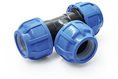 Raccord en polypropylène en T 25 mm, produit de qualité MEGA Sélection de toutes les tailles de vis pour tuyau en PE Connecteur de serrage Angle d'eau potable