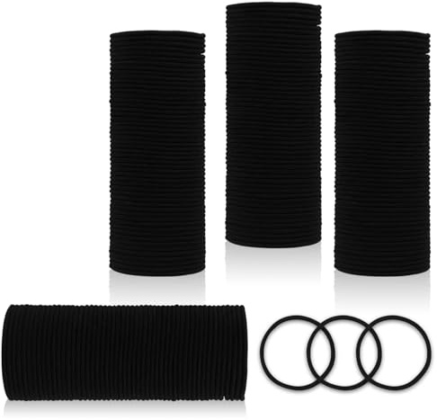 Emrlyr Hair Tie, 200 Count - Black, 3mm Thick Elastic Hair Ties for Women Girls, Men - No Damage, Perfect for Fine, Curly Hair and Sensitive Scalps