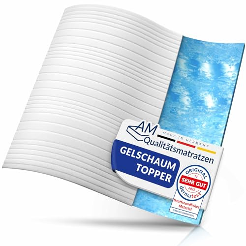 AM Qualitätsmatratzen - Surmatelas 200 x 200 en Mousse Gel - Surmatelas Souple et Adaptable - Housse Amovible et Lavable - sur Matelas memoire de Forme 200x200 6 cm - Haute qualité