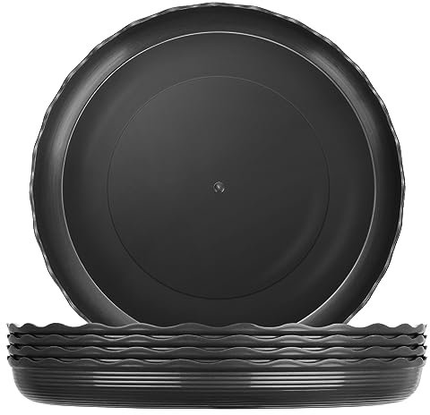 Chuboir Blumentopf-Untersetzer, 30 cm, langlebig, dicker Kunststoff, rund, Blumentopf-Tropfschalen für drinnen und draußen, 30 cm, schwarz, 5 Stück
